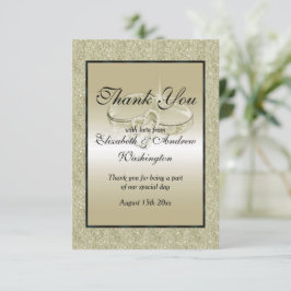 Romantic Bröllop Ringar, Guld Glitter Bröllop Tack Kort