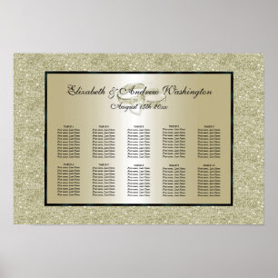 Romantic Bröllop Ringar, sätesschemat Guld Glitter Poster