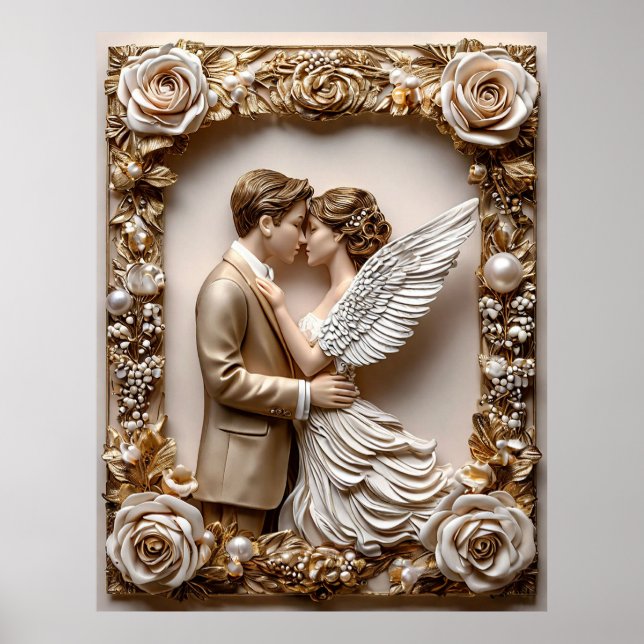 Romantic Bröllop Scene med Angelic par Poster (Framsidan)