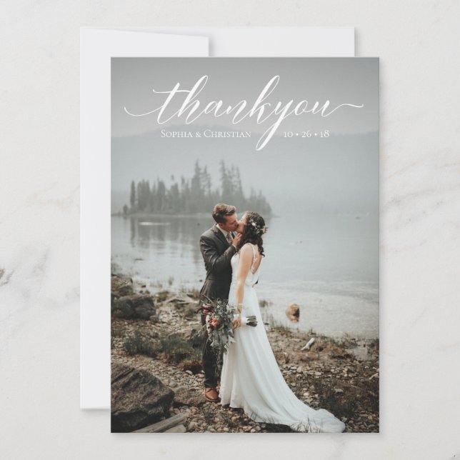 Romantic Bröllop Script-fotokort för Tack Inbjudningar (Framsida)