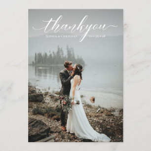 Romantic Bröllop Script-fotokort för Tack Inbjudningar