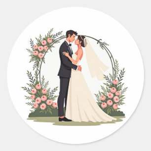 Romantic Bröllop Sticker Runt Klistermärke