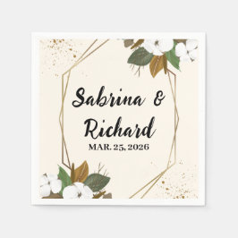 Romantic Brown och Cream Blommigt Bröllop Pappersservett