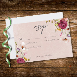 Romantic Burgundy Blush Floral Garden Wedding OSA Kort