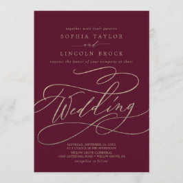 Romantic Burgundy Calligraphy | Bröllop, blommande Inbjudningar
