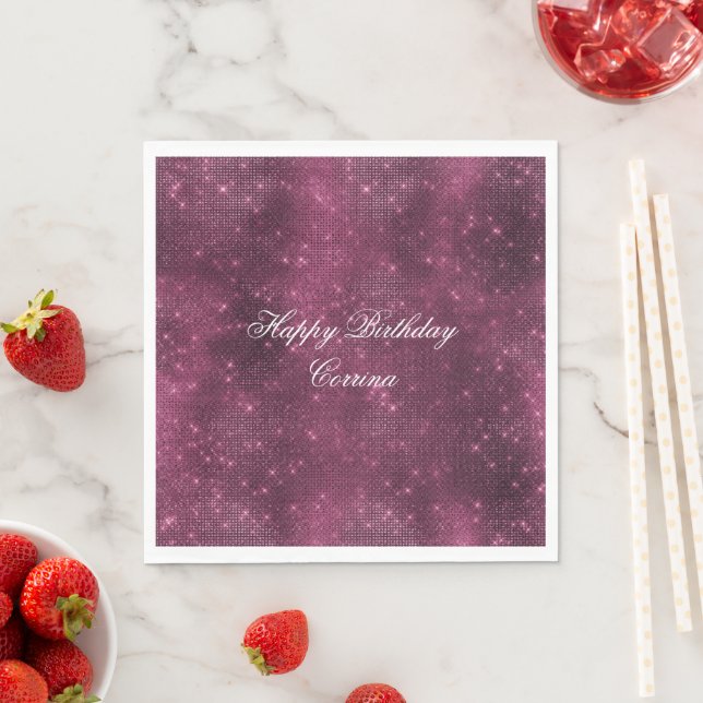 Romantic Burgundy Gnistra Glitzy Birthday Pappersservett (Insitu)