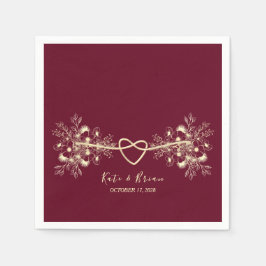Romantic Burgundy Guld Fall Wedding Pappersservett