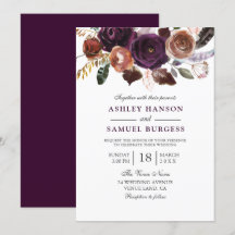 Romantic Burgundy Lila Plum Blommigt Bröllop