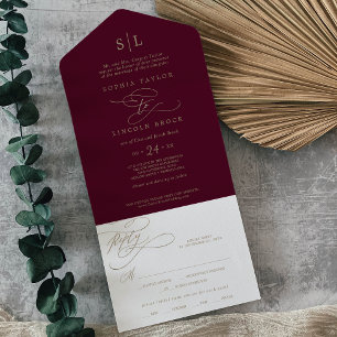 Romantic Burgundy Monogram Traditional Bröllop