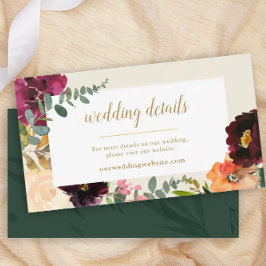 Romantic Burgundy + Peach Blommigt Bröllop webbpla Tilläggskort