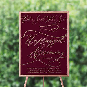 Romantic Burgundy Plocka A Seat Unplugged Ceremony Poster