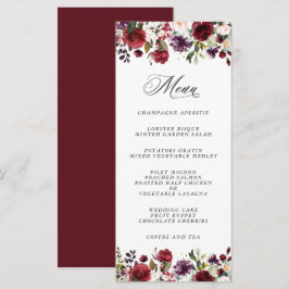 Romantic Burgundy Plum och menyn  Blommigt Meny