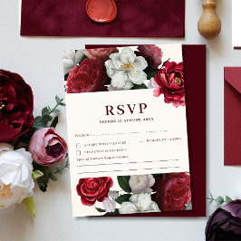 Romantic Burgundy Red & Maroon Winter Wedding OSA Kort