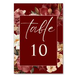 Romantic Burgundy red och koppar Bröllop Bordsnummer