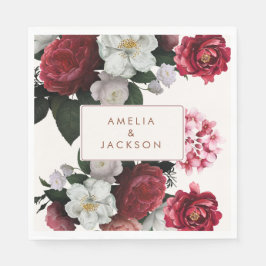 Romantic Burgundy red och koppar Bröllop Pappersservett