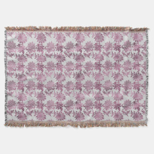 Romantic Burgundy Red Silver Blommigt Filt