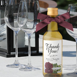 Romantic Burgundy Ro Bröllop Tack Mini Vinetikett