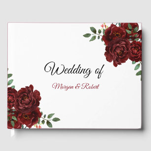 Romantic Burgundy Röd ros Bröllop Guestbook Gästböcker