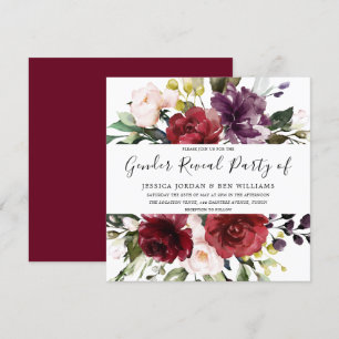 Romantic Burgundy Röd ros Gender Reveal Party Inbjudningar