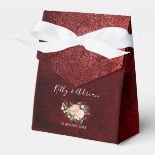 Romantic Burgundy Rosa Blommigt Rustic Bröllop Presentaskar