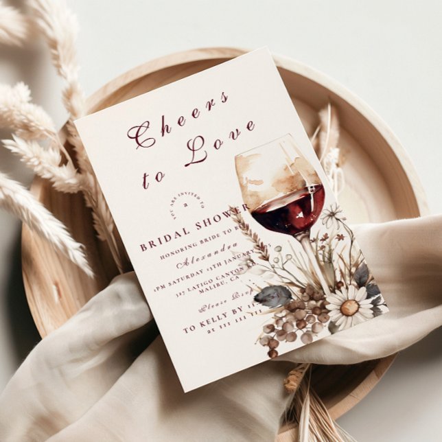 Romantic Burgundy Rose Wine Bridal Shower Inbjudningar (Skapare uppladdad)