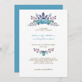 Romantic Cadet Blåa blommor Krona Bröllop Inbjudningar