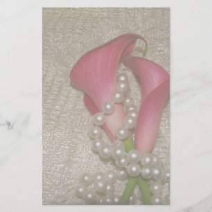 Romantic Calla Lilies & Pearls Stationery Brevpapper