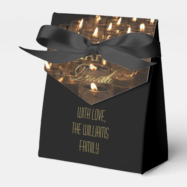 Romantic Candlelight Faux Guld skript Lycklig Diwa Presentaskar (Framsidan Sidan)