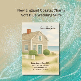 Romantic Cape Cod Soft Blue Coastal Destal Inbjudningar