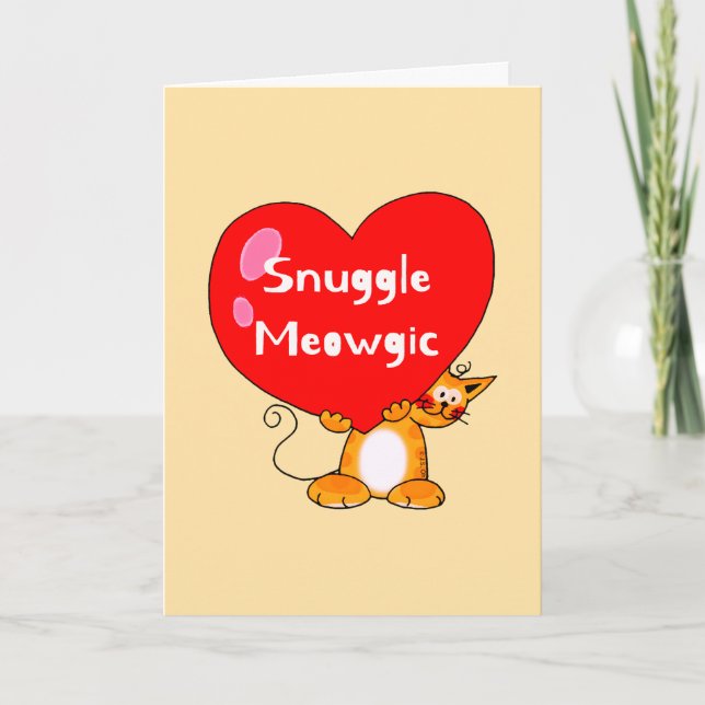 Romantic Cat Pun - Snuggle Meowgic Kärlek Helgkort (Framsida)