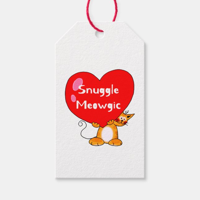 Romantic Cat Pun - Snuggle Meowgic Kärlek Presentetikett (Framsidan)