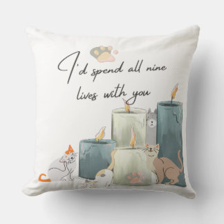 "Romantic Cat-Themed Decorative Pillow Design" Kudde