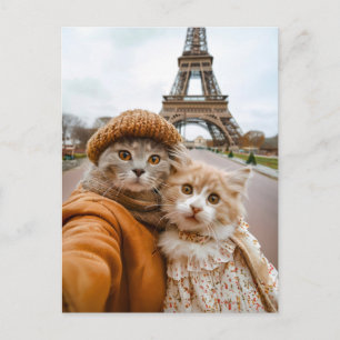 Romantic Cats i Paris Helg Vykort