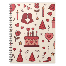 Romantic Celebration Doodle Pattern Anteckningsbok