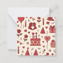 Romantic Celebration Doodle Pattern Anteckningskort