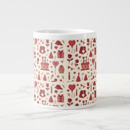 Romantic Celebration Doodle Pattern Jumbo Mugg