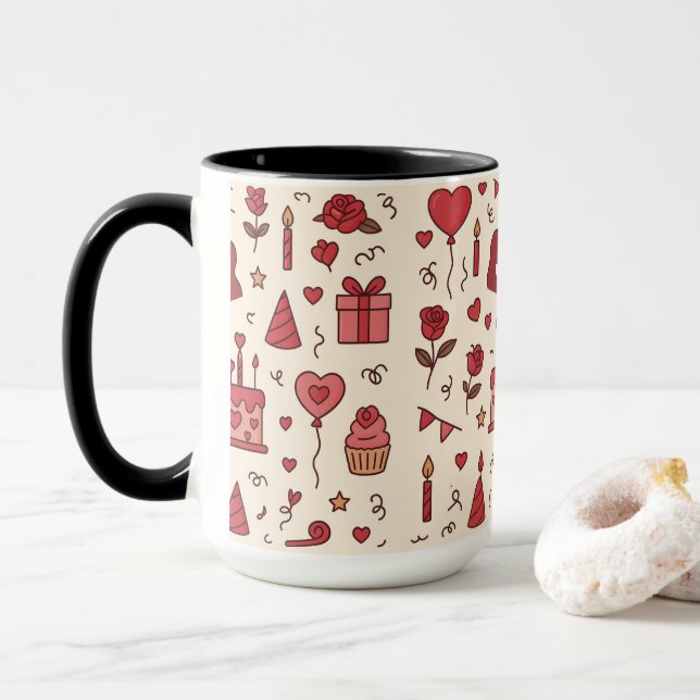 Romantic Celebration Doodle Pattern Mugg (Med munk)