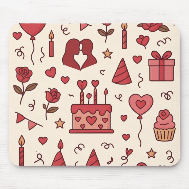 Romantic Celebration Doodle Pattern Musmatta (Framsidan)