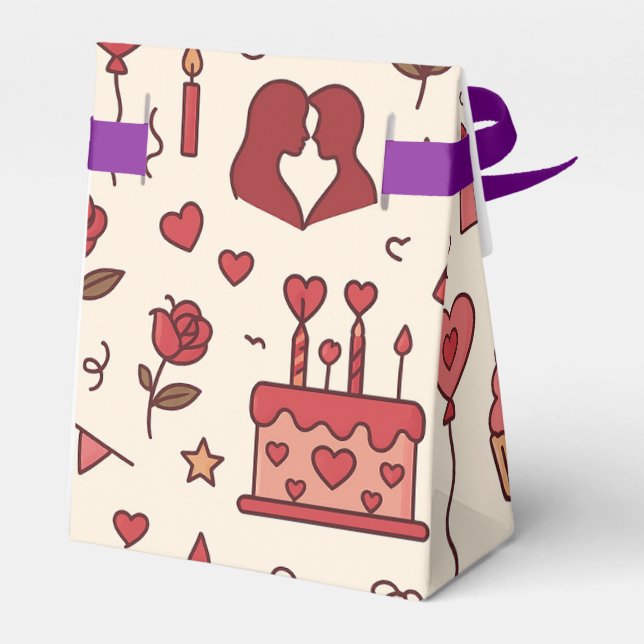 Romantic Celebration Doodle Pattern Presentaskar (Baksidan Sidan)