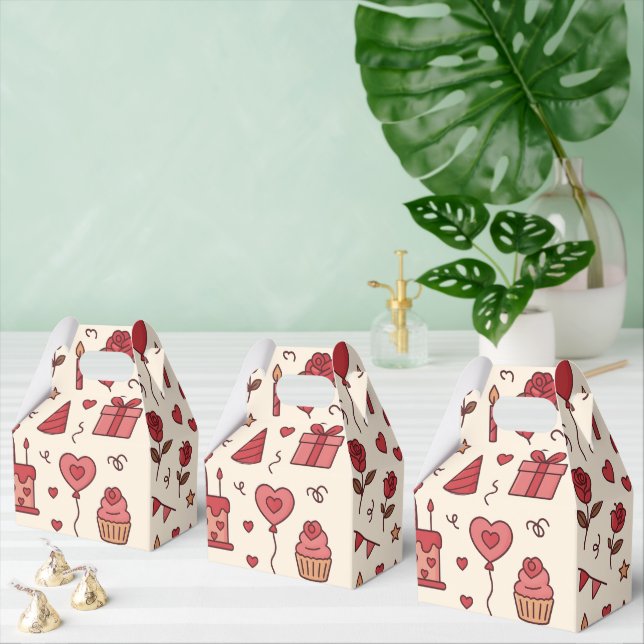 Romantic Celebration Doodle Pattern Presentaskar (Multipel)