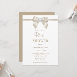Romantic Champagne Jewel Bow Baby Shower Inbjudningar