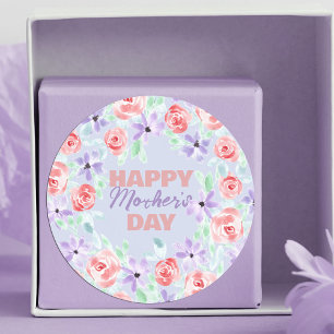 Romantic Charming Lila Lavender Red Mors dag Runt Klistermärke