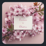Romantic Cherry Blommar Bröllop Fyrkantigt Klistermärke<br><div class="desc">Lägg till en blommigt för elegant i bröllopsdagen med den här Bröllop-märket för Romantisk körsbärsprovning i Blommar. Med en känslig blommar för körsbär i rosa som blåser och spolar löv i grönt mot en mjuk bakgrund, fångar den här designen den tidlösa skönheten i vår och kärlek. Det fina tomma utrymmet...</div>