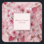 Romantic Cherry Blommar Bröllop Fyrkantigt Klistermärke<br><div class="desc">Fira din speciella dag med den romantiska blommarna bröllop-dekal. Med mjuk rosa sakura-blommor med känsliga petaler och rik röd löv ger den här designen dig tidlös skönhet till din bröllop-dekoration. Den drömmande bakgrunden förbättrar detaljerna i blommigten och skapar en perfekt som blandar natur och elegans. Den här klisterlappen är perfekt...</div>