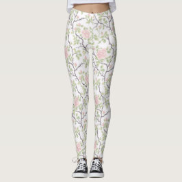 Romantic Chic Blush Pink Flowers Leggings