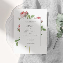 Romantic Chic French Rose Botanical Wedding Inbjudningar