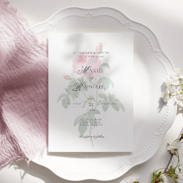 Romantic Chic French Rose Botanical Wedding Inbjudningar