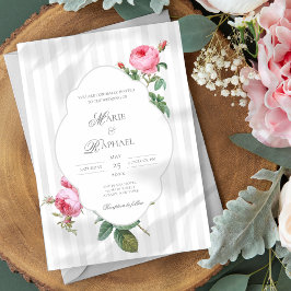 Romantic Chic French Rose Botanical Wedding Inbjudningar