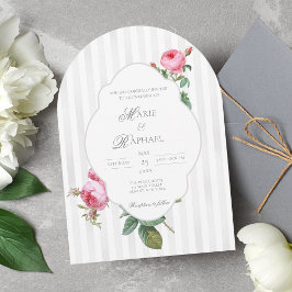 Romantic Chic French Rose Botanical Wedding Inbjudningar