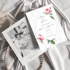 Romantic Chic French Rose Botanical Wedding Spara Datumet